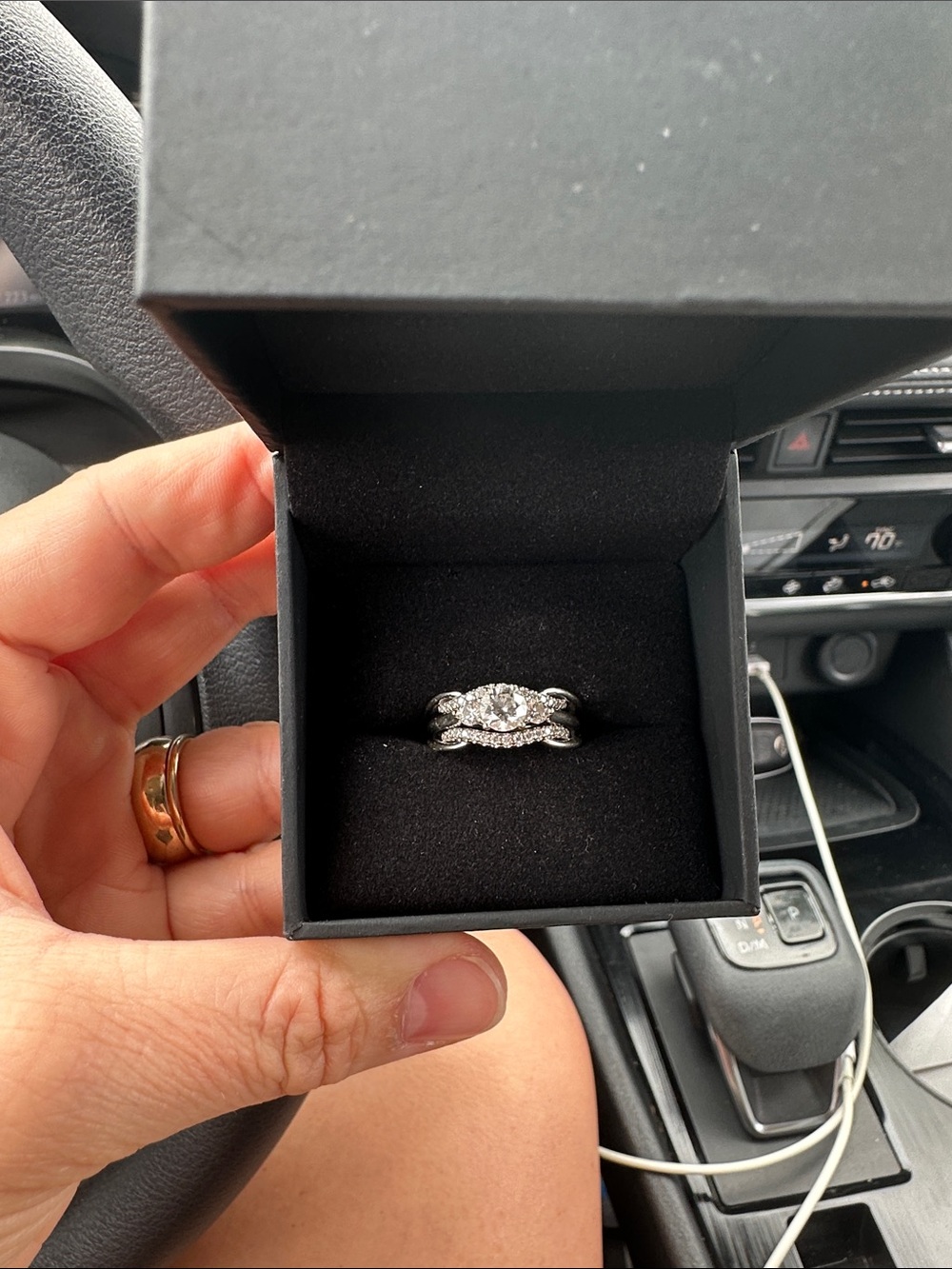 *Need Gone* - Elegant Silver-Tone Diamond Accent Bridal Ring Set - White/Silver
